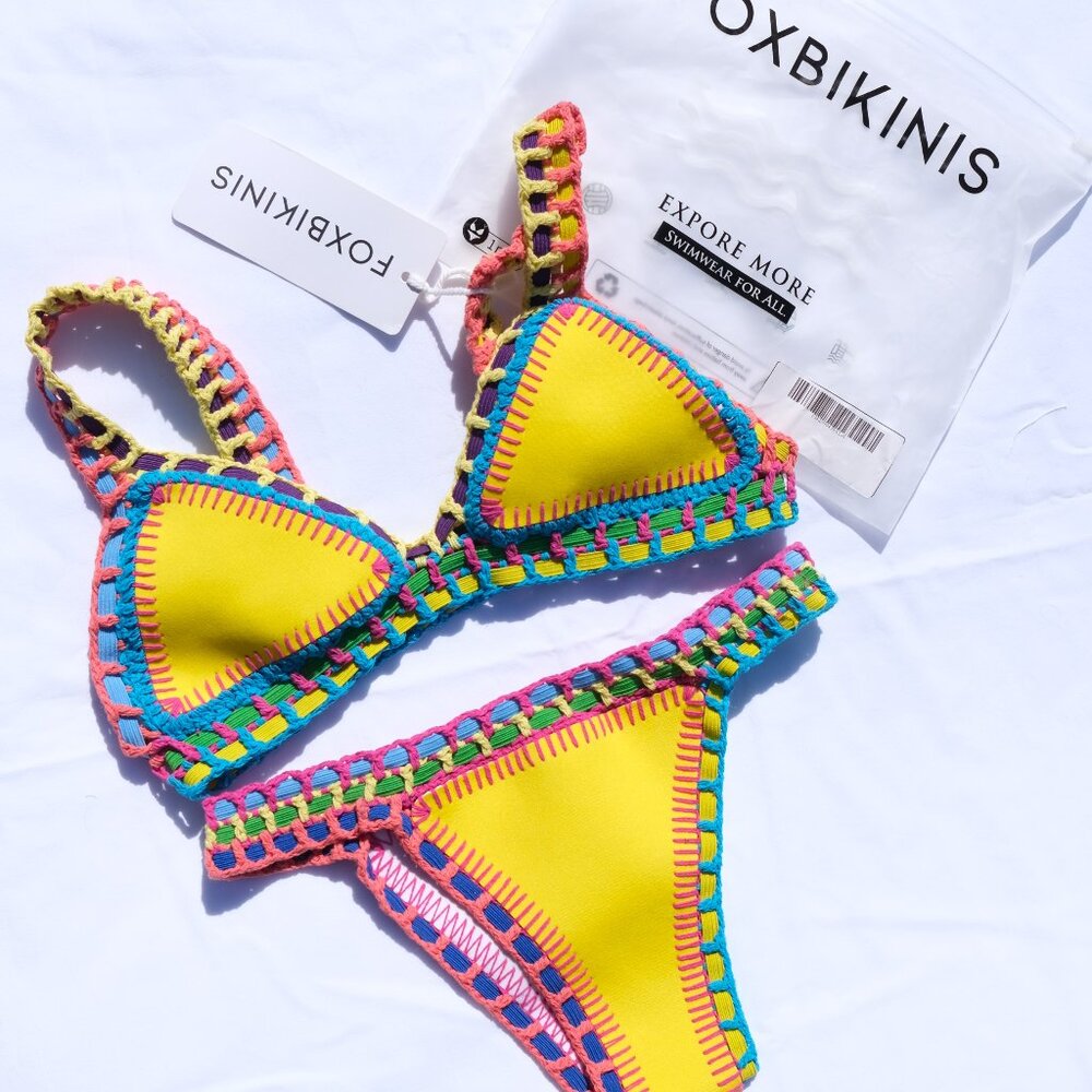 TEENY FOXBIKINIS BRIGHT COLORS & CROCHET BIKINI SMALL / 6